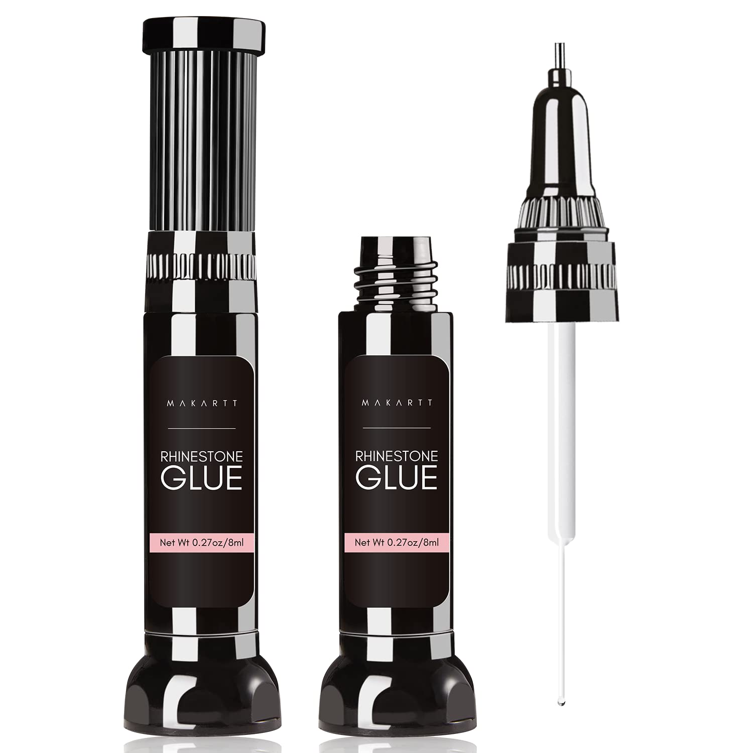 Makartt Nail Rhinestone Glue Gel, Upgrade Gel Nail Glue with Brush Pen Tip Super Strong Adhesive Precise for Nail Charms Crystals Rhinestones Beads Flower 3D Decorations 8ml*2