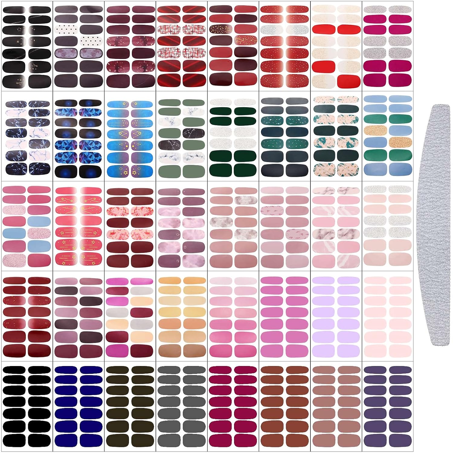 Maitys 560 Pieces 40 Sheets Full Wrap Nail Stickers Nail Polish Strips Decals Self-Adhesive Gel Nail Strips Art Decals with Nail File for Women DIY Nail Decorations(Bright Style)